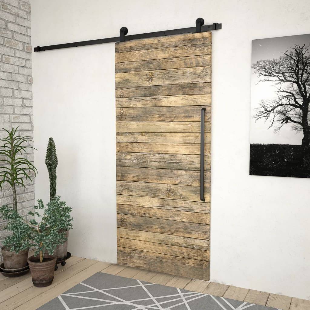 vidaXL Schiebetürbeschlag-Set SKIEN 200 cm Stahl Schwarz