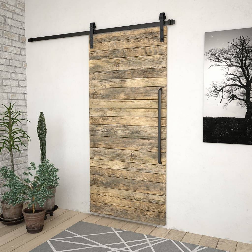 vidaXL Schiebetürbeschlag-Set SKIEN 200 cm Stahl Schwarz