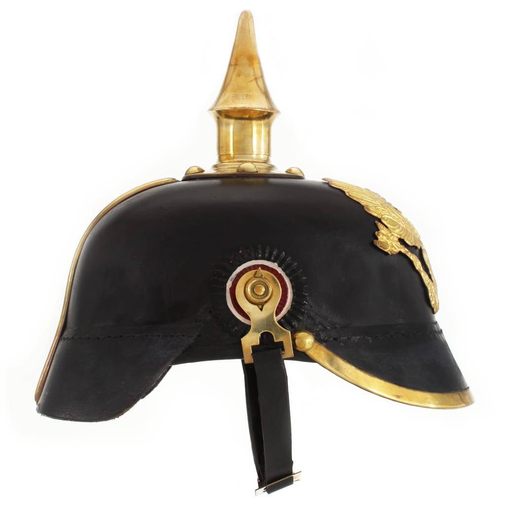 vidaXL Preußische Pickelhaube Antik Replik für LARP Schwarz Stahl