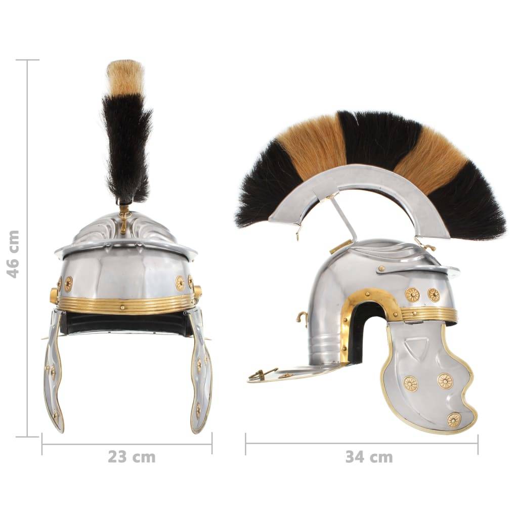 vidaXL Römischer Soldaten-Helm Antik Replik für LARP Silbern Stahl