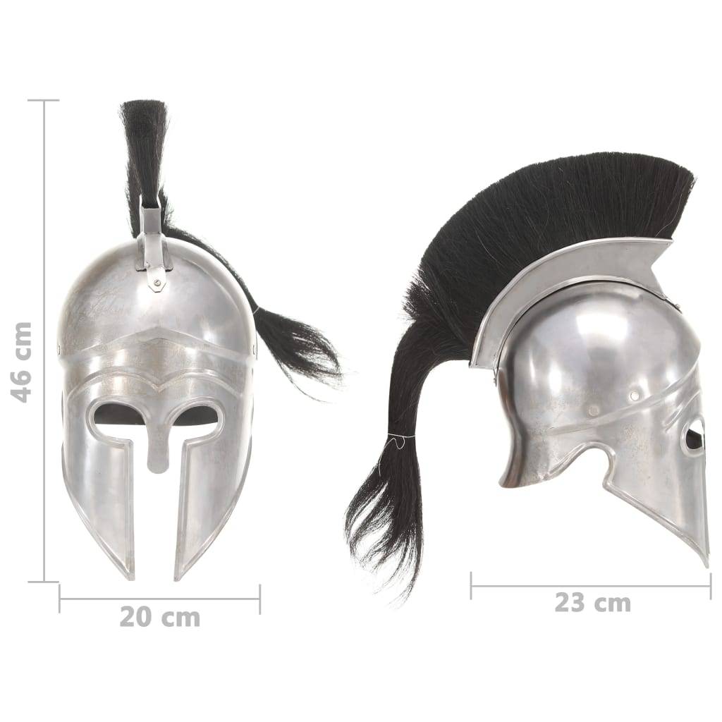 vidaXL Griechischer Krieger-Helm Antik Replik LARP Silbern Stahl