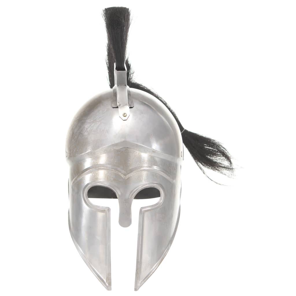 vidaXL Griechischer Krieger-Helm Antik Replik LARP Silbern Stahl