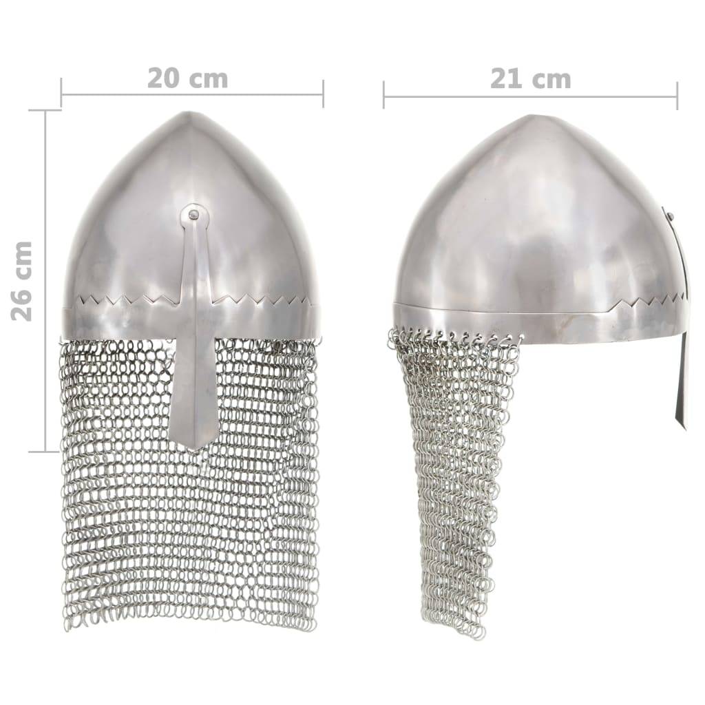 vidaXL Ritterhelm Antik Replik LARP Silbern Stahl