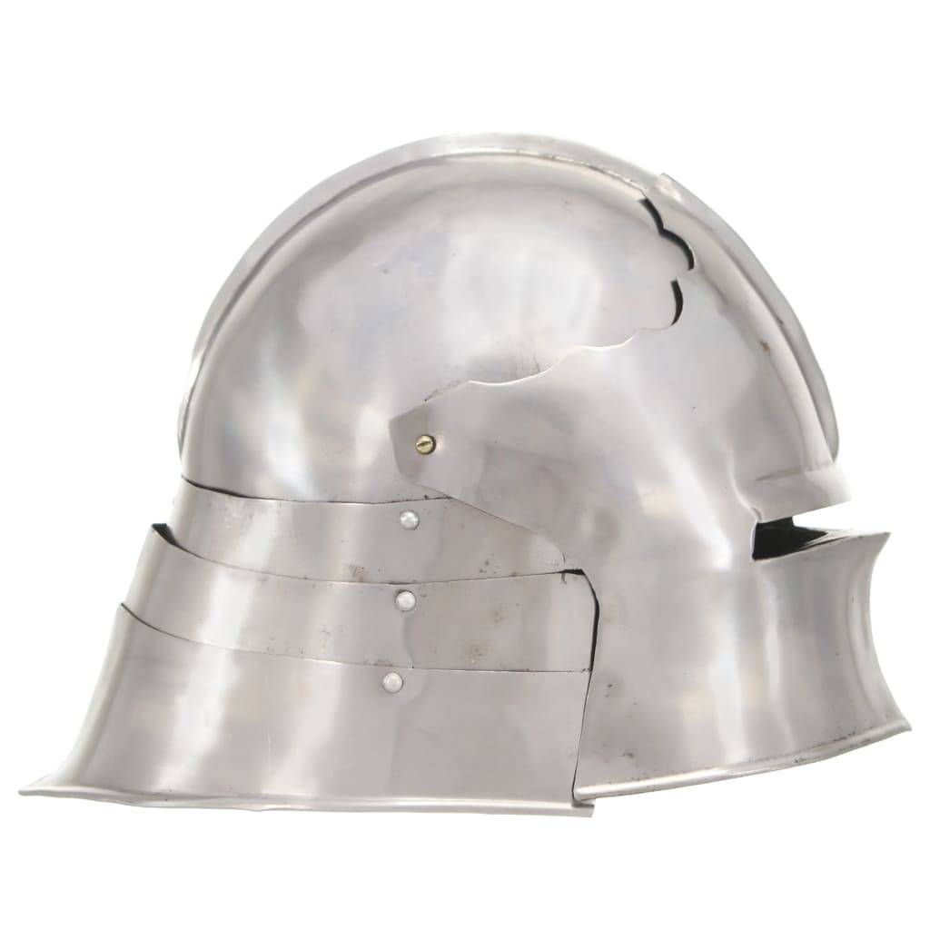 vidaXL Mittelalterlicher Ritterhelm Antik Replik LARP Silbern Stahl