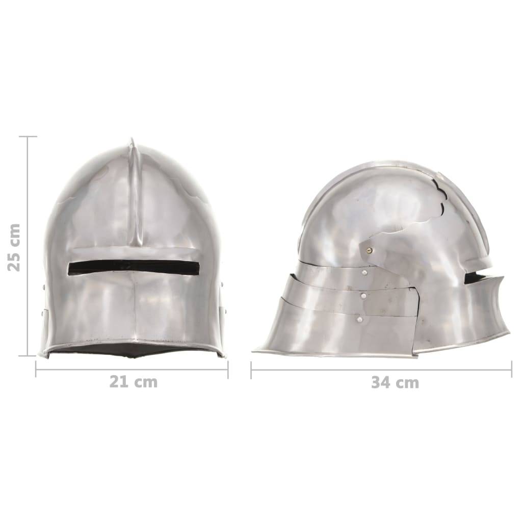 vidaXL Mittelalterlicher Ritterhelm Antik Replik LARP Silbern Stahl