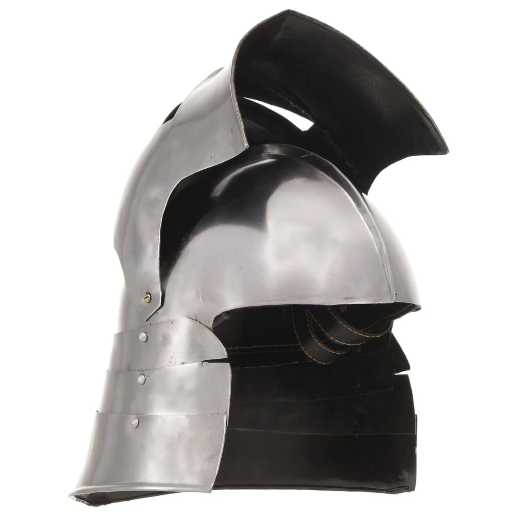 vidaXL Mittelalterlicher Ritterhelm Antik Replik LARP Silbern Stahl