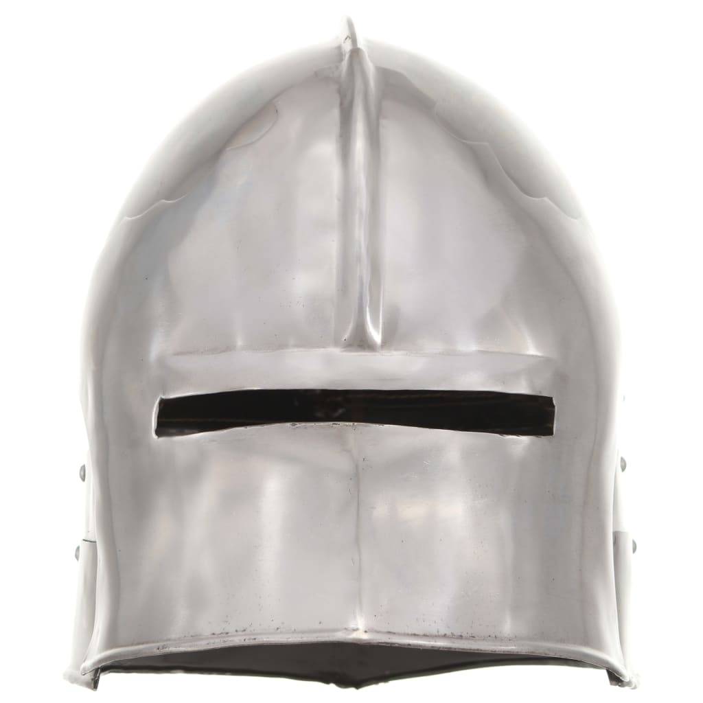 vidaXL Mittelalterlicher Ritterhelm Antik Replik LARP Silbern Stahl