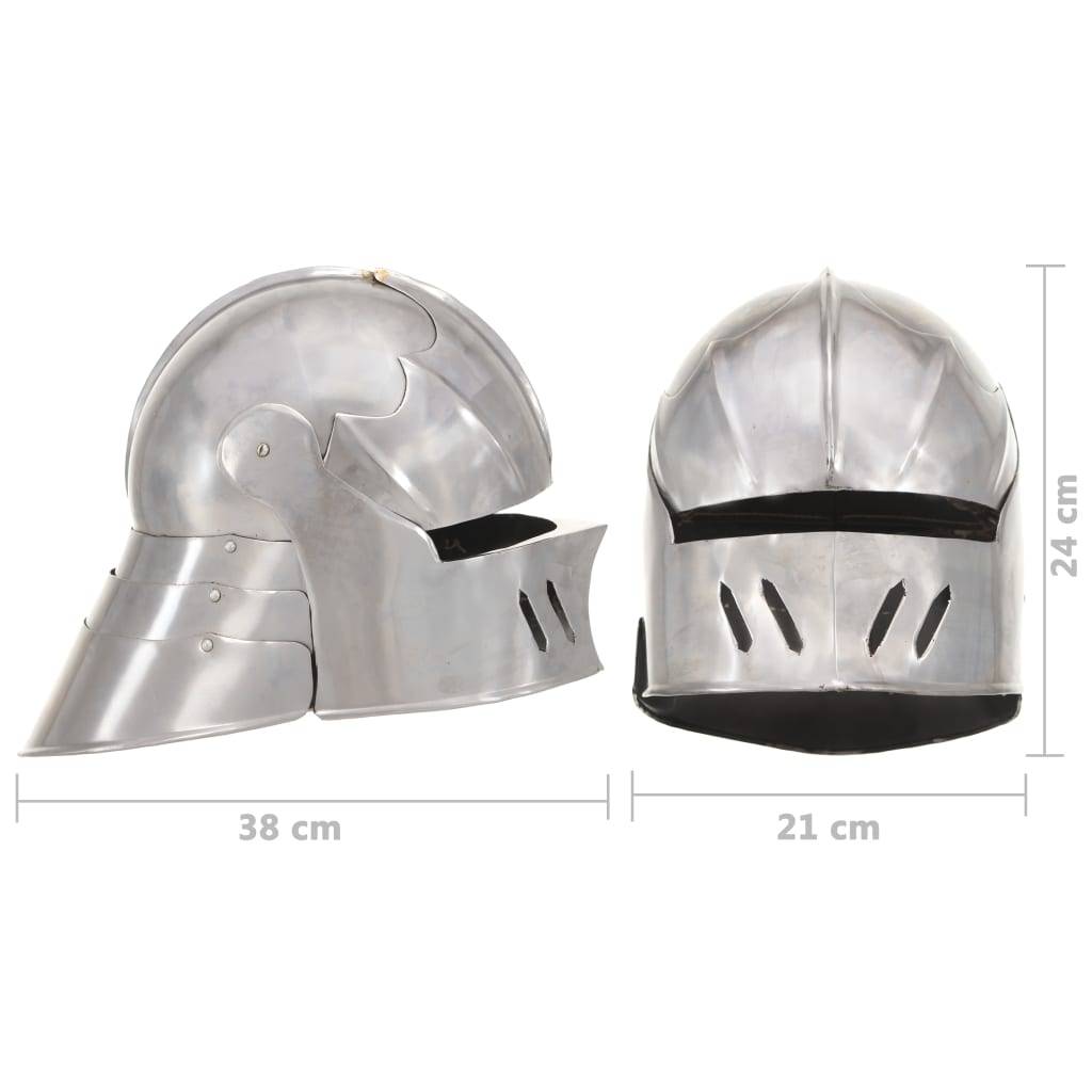 vidaXL Mittelalterlicher Ritterhelm Antik Replik LARP Silbern Stahl