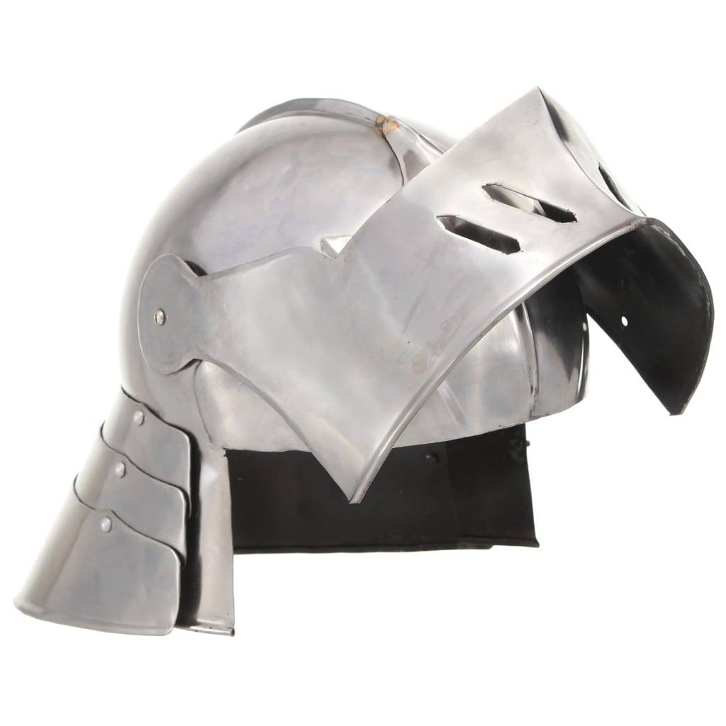vidaXL Mittelalterlicher Ritterhelm Antik Replik LARP Silbern Stahl