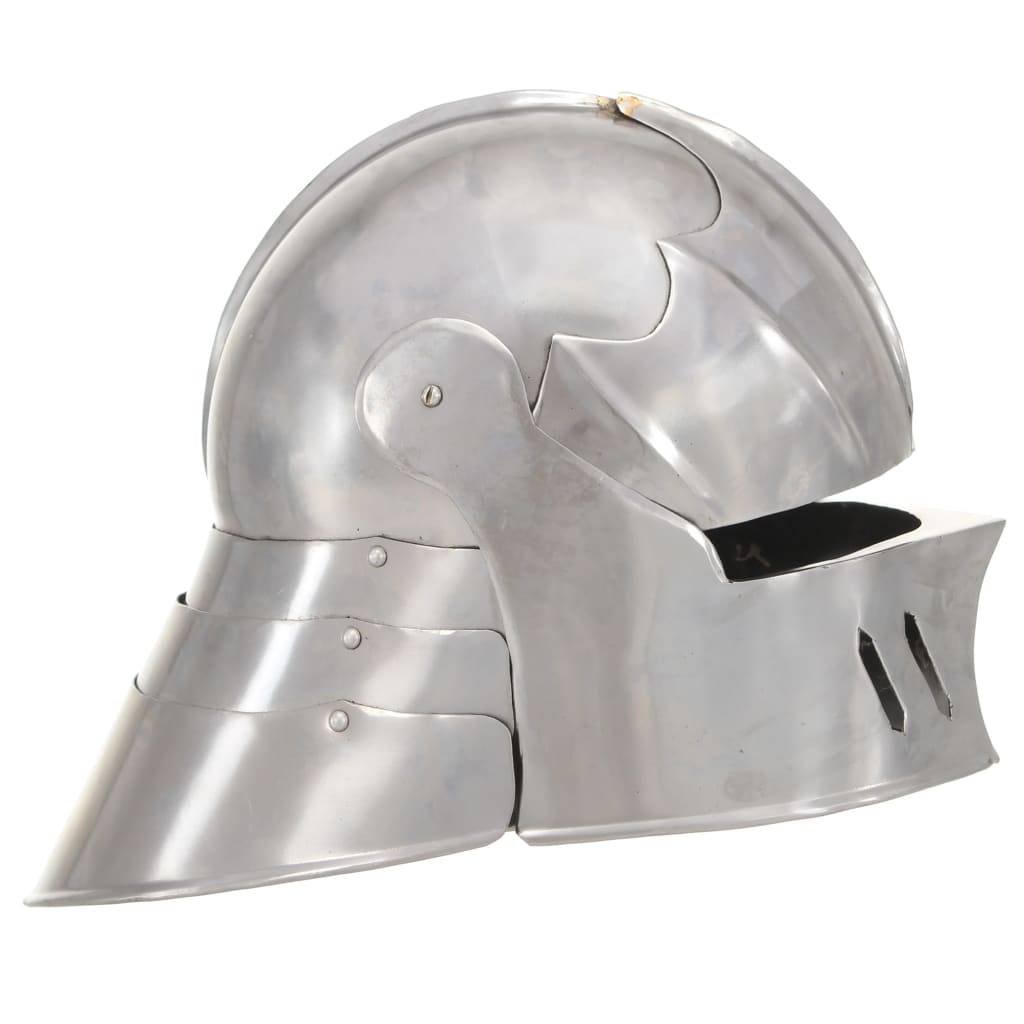 vidaXL Mittelalterlicher Ritterhelm Antik Replik LARP Silbern Stahl