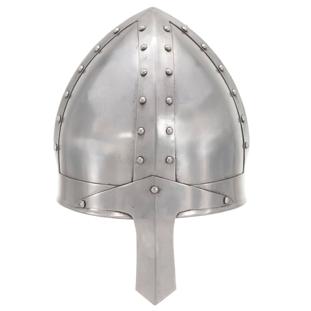 vidaXL Mittelalterlicher Ritterhelm Antik Replik LARP Silbern Stahl
