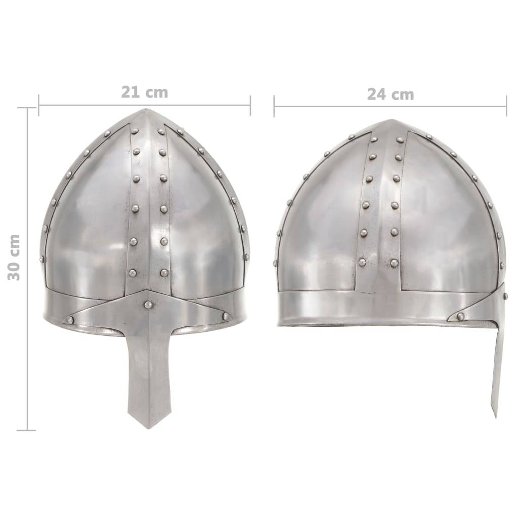 vidaXL Mittelalterlicher Ritterhelm Antik Replik LARP Silbern Stahl