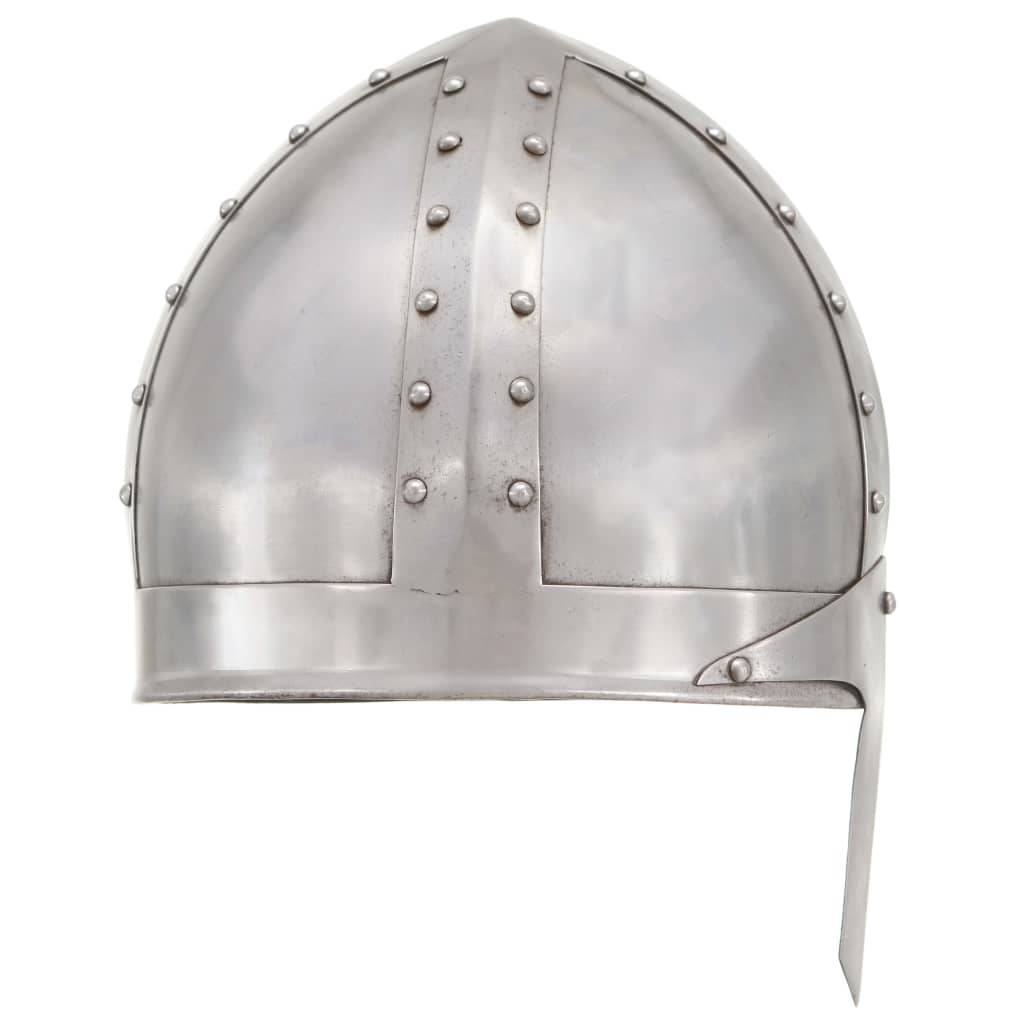 vidaXL Mittelalterlicher Ritterhelm Antik Replik LARP Silbern Stahl