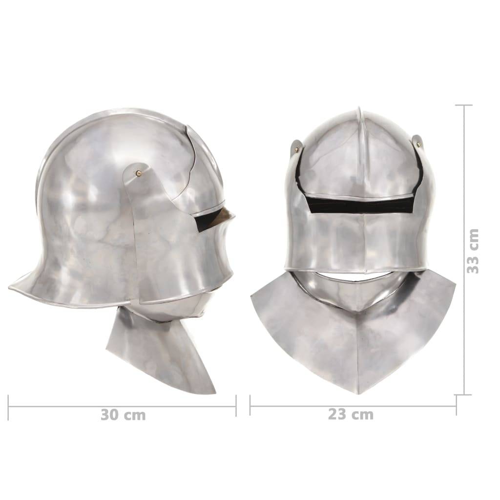 vidaXL Mittelalterlicher Ritterhelm Antik Replik LARP Silbern Stahl