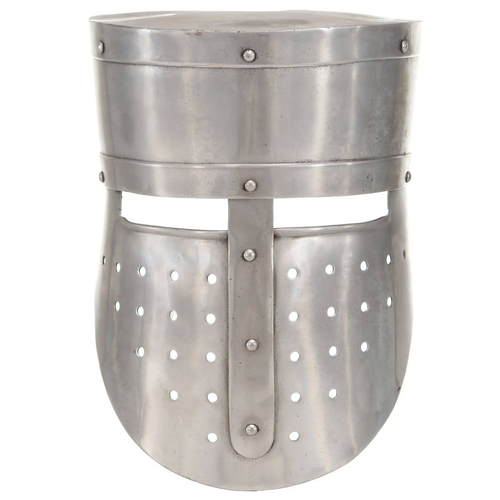 vidaXL Mittelalterlicher Ritterhelm Antik Replik LARP Silbern Stahl