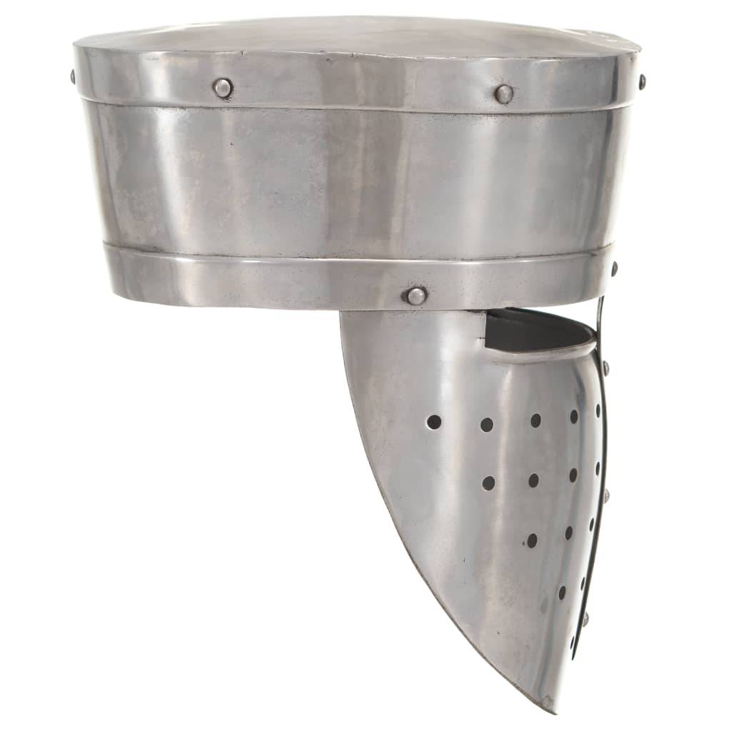 vidaXL Mittelalterlicher Ritterhelm Antik Replik LARP Silbern Stahl