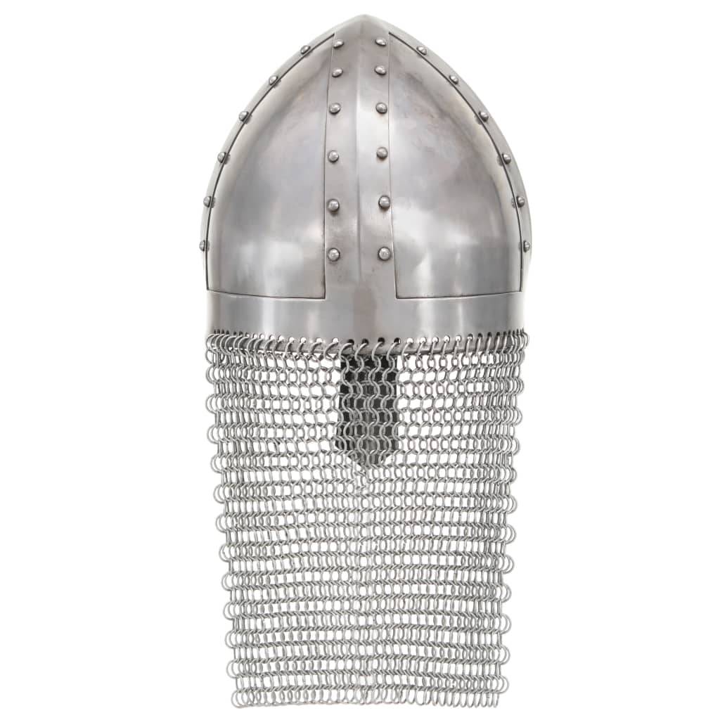 vidaXL Kreuzritter-Helm Antik Replik LARP Silbern Stahl