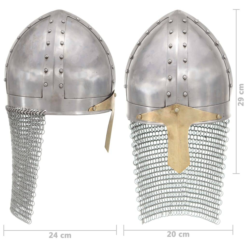 vidaXL Kreuzritter-Helm Antik Replik LARP Silbern Stahl
