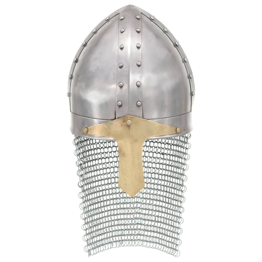vidaXL Kreuzritter-Helm Antik Replik LARP Silbern Stahl