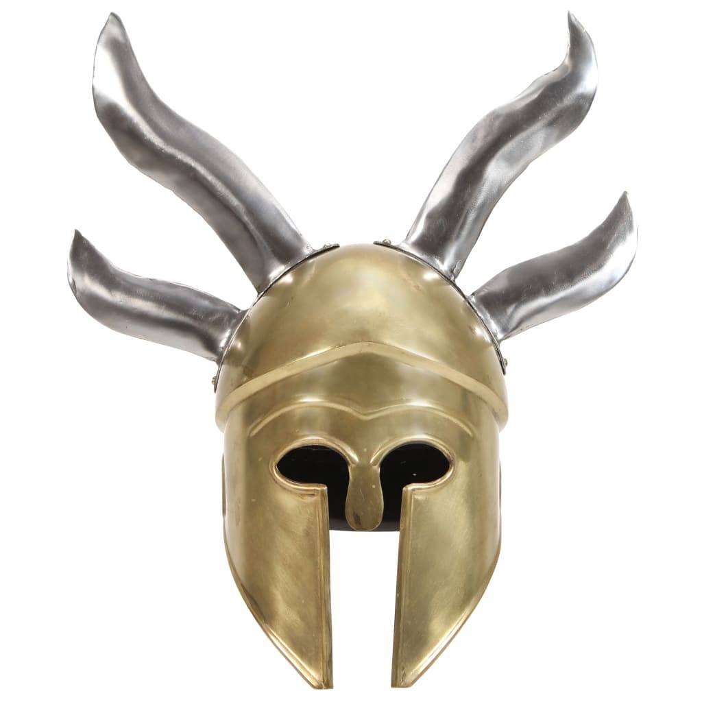vidaXL Griechischer Krieger-Helm Antik Replik für LARP Messing Stahl