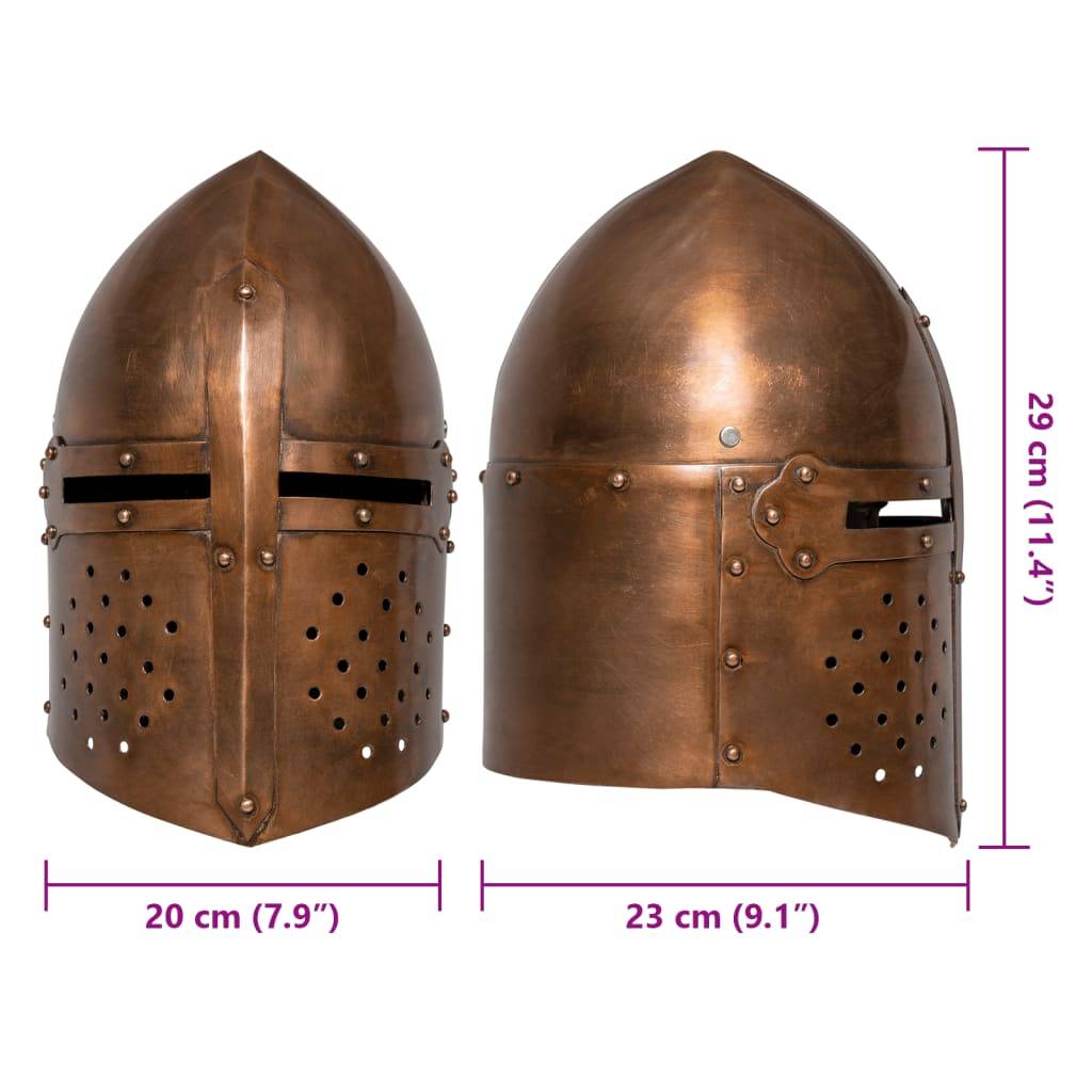 vidaXL Mittelalterlicher Ritterhelm Antik LARP Replik Kupfern Stahl