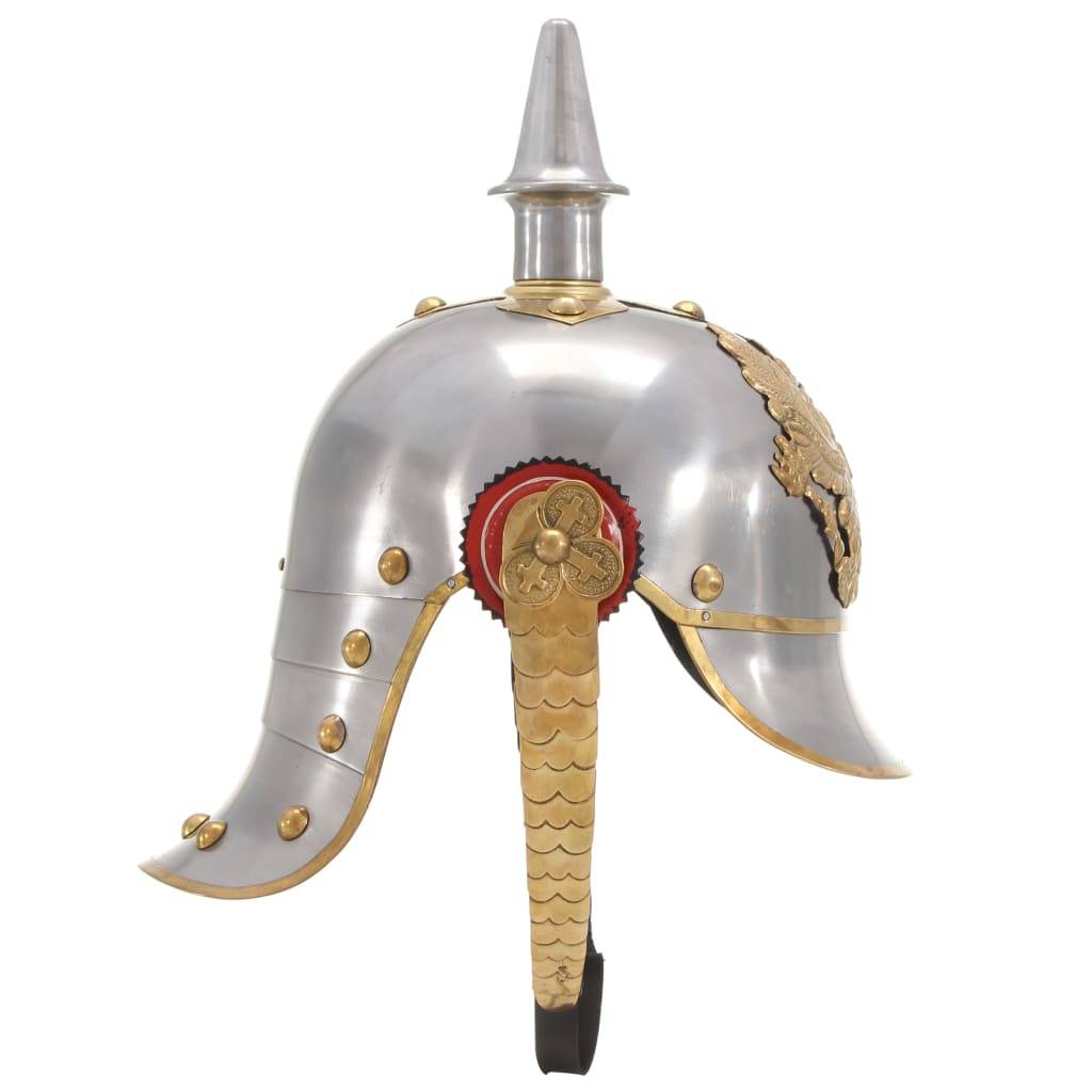 vidaXL Deutscher Preußischer Helm Antik Replik LARP Silbern Stahl