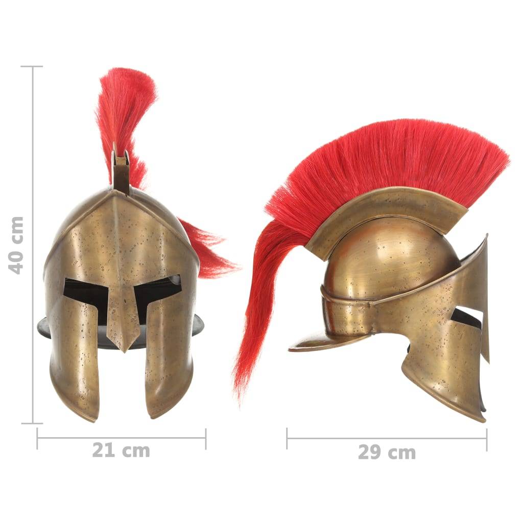 vidaXL Griechischer Krieger-Helm Antik Replik LARP Messing Stahl