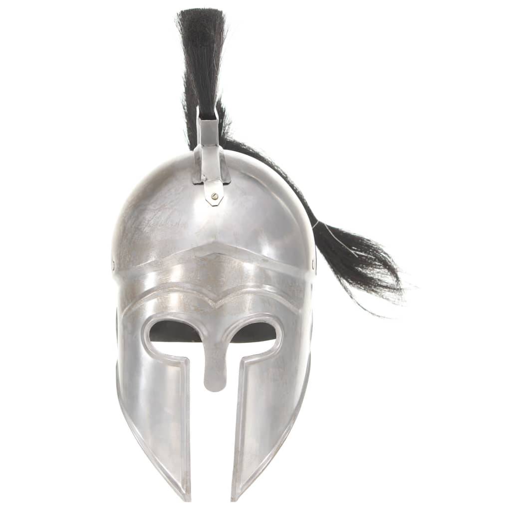 vidaXL Griechischer Krieger-Helm Antik Replik für LARP Silbern Stahl