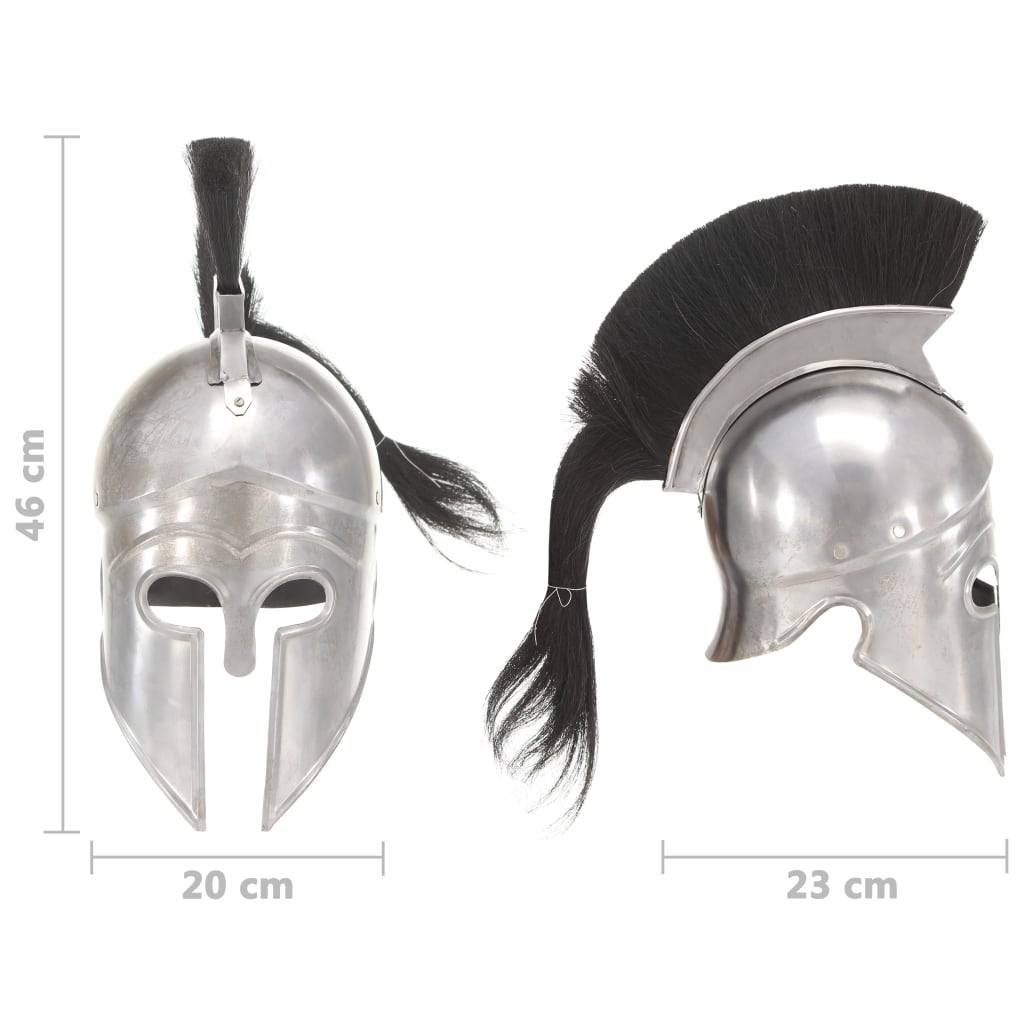 vidaXL Griechischer Krieger-Helm Antik Replik für LARP Silbern Stahl