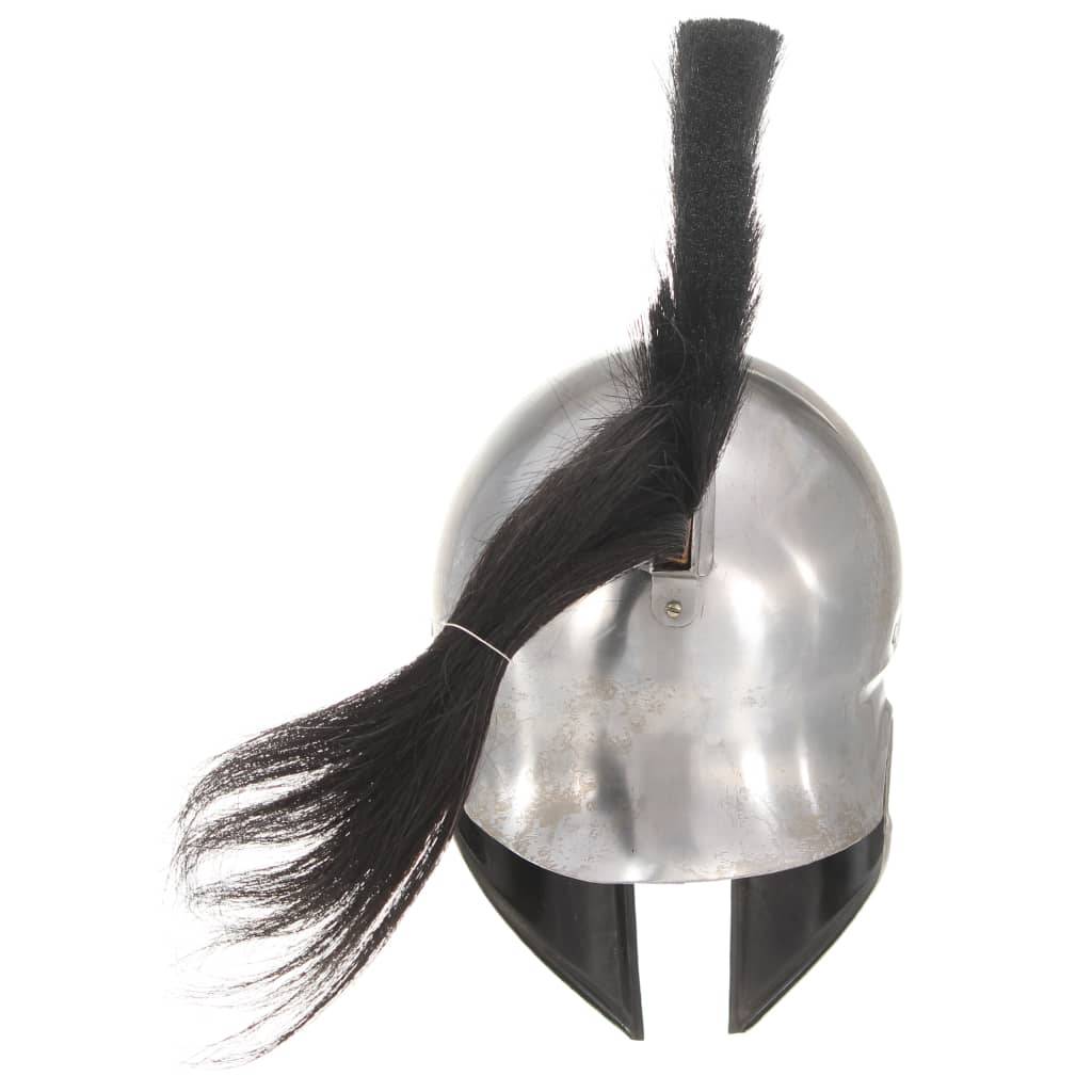 vidaXL Griechischer Krieger-Helm Antik Replik für LARP Silbern Stahl
