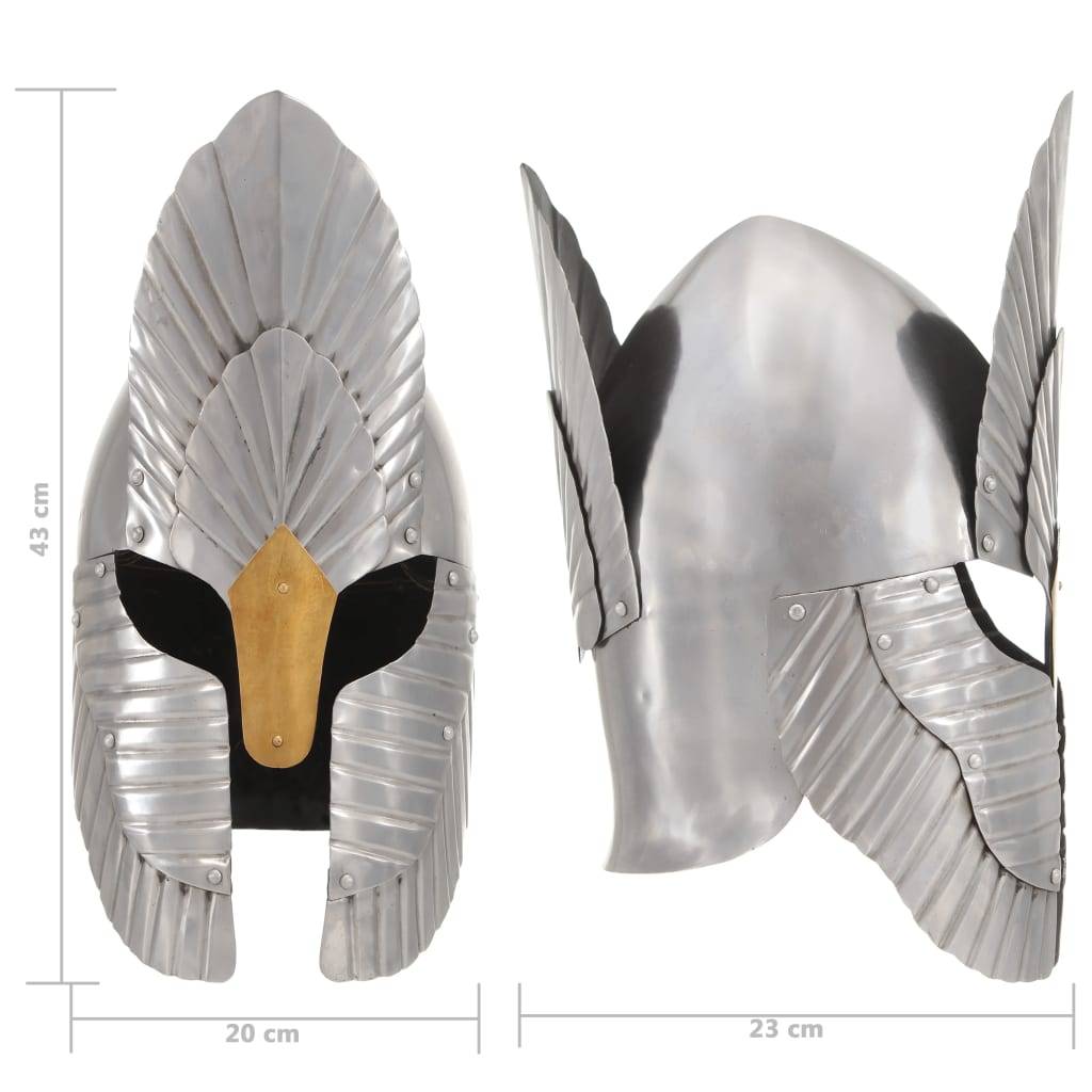 vidaXL Mittelalterlicher Fantasy Ritter-Helm für LARP Replik Silbern Stahl