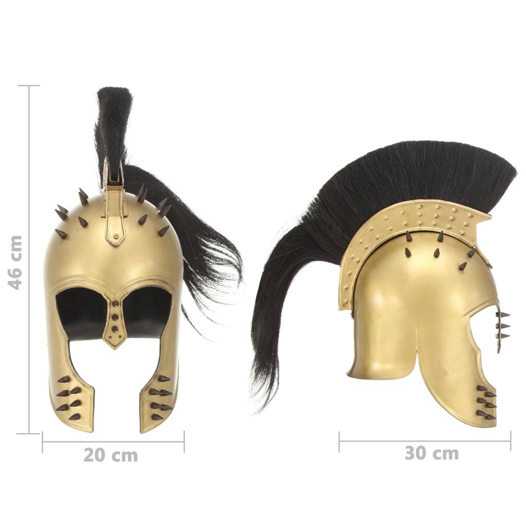 vidaXL Griechischer Krieger-Helm Antik Replik für LARP Messing Stahl