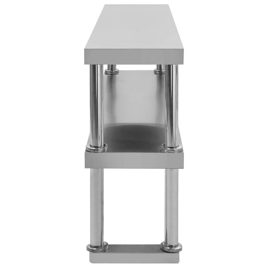 vidaXL 2-stufiger Arbeitstisch-Aufsatz 120 x 30 x 65 cm Edelstahl