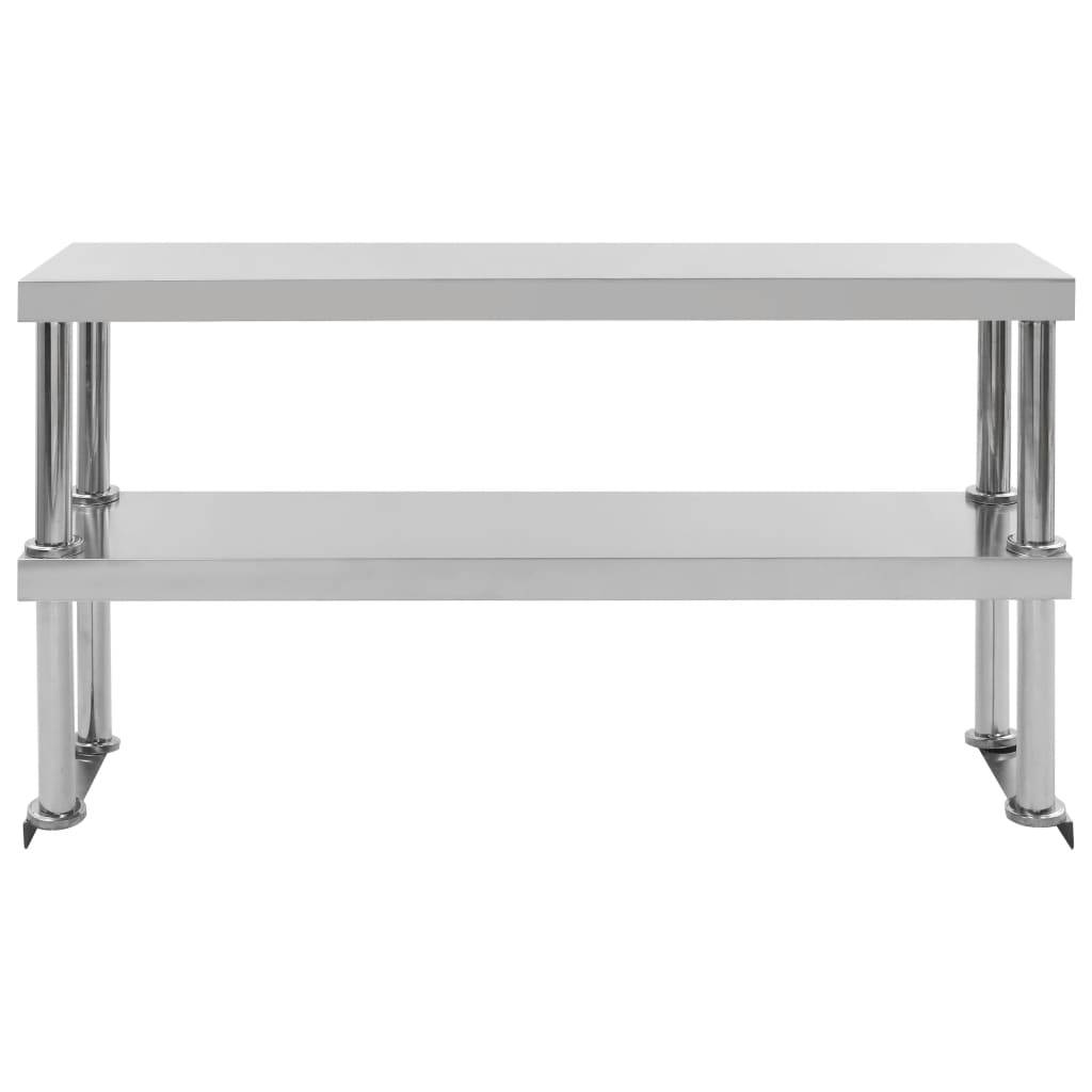 vidaXL 2-stufiger Arbeitstisch-Aufsatz 120 x 30 x 65 cm Edelstahl