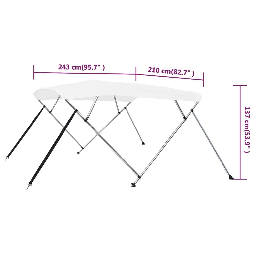 vidaXL 4-Bow Bimini Top Weiß 243x210x137 cm