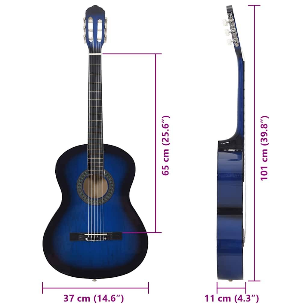 vidaXL Klassikgitarre für Anfänger Blau 4/4 39" Lindenholz