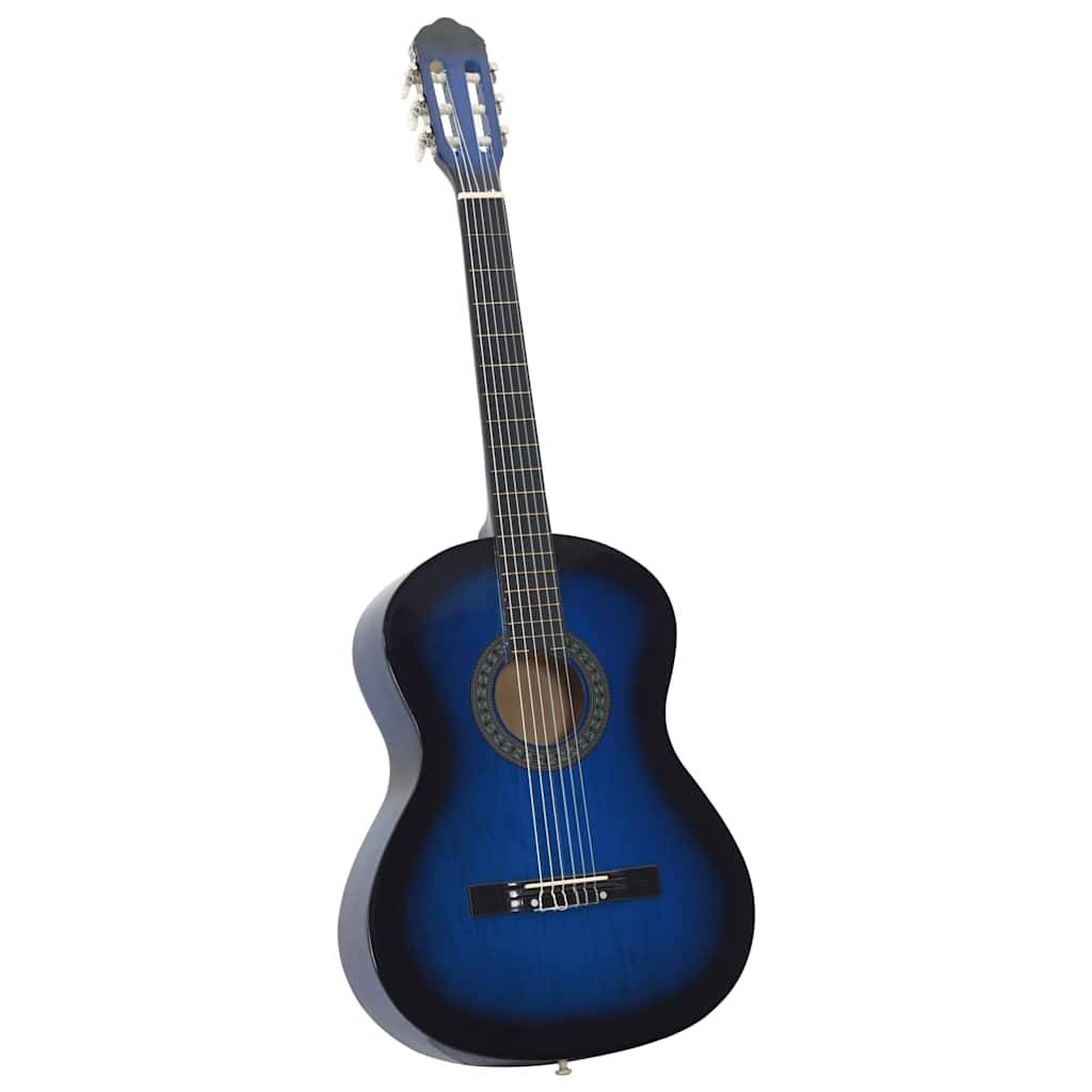 vidaXL Klassikgitarre für Anfänger Blau 4/4 39" Lindenholz