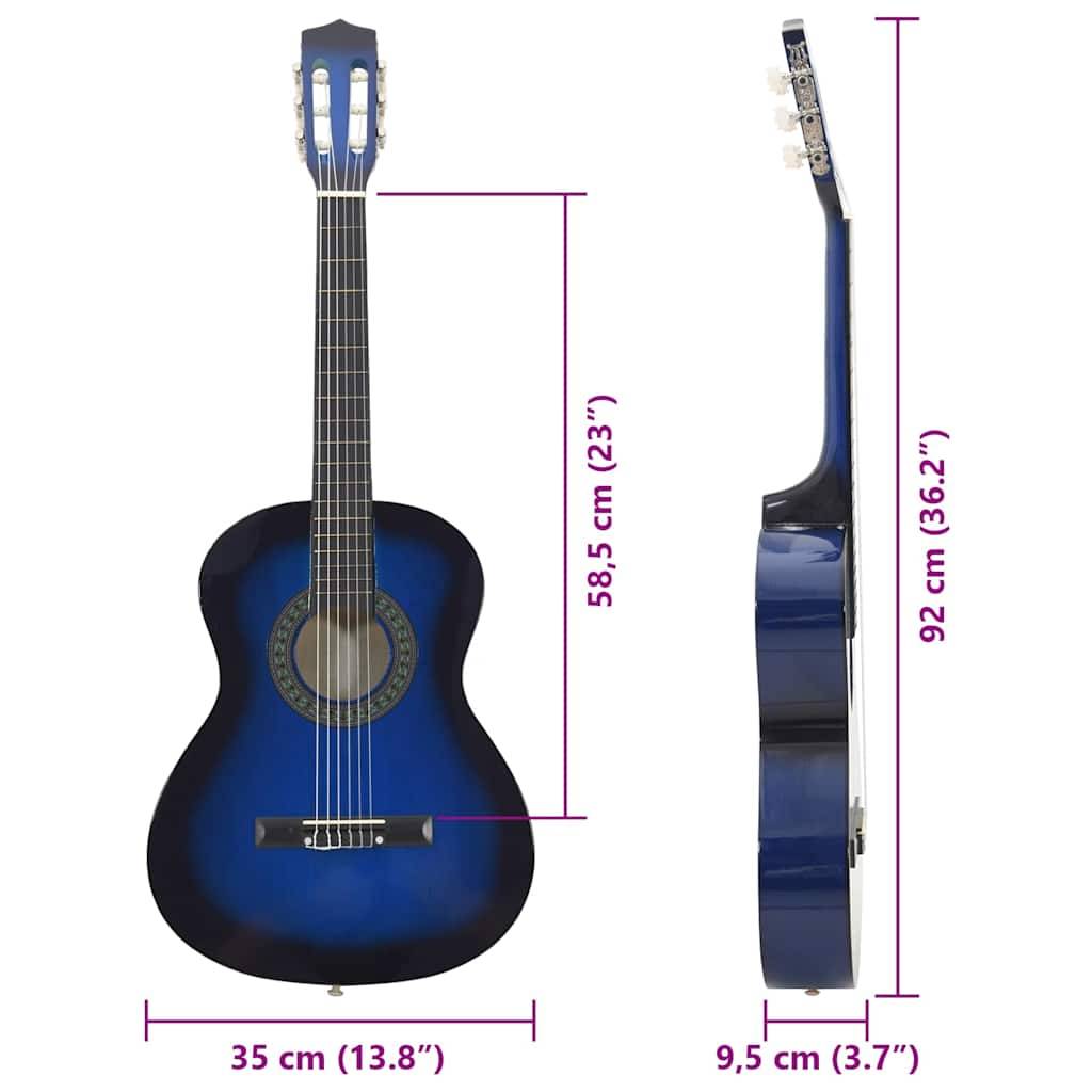 vidaXL Klassikgitarre für Anfänger und Kinder Blau 3/4 36"