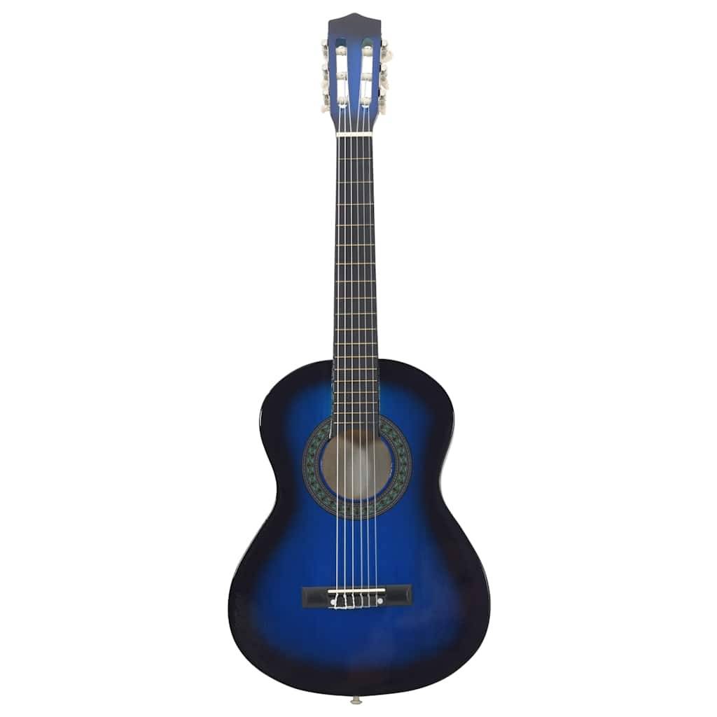vidaXL Klassikgitarre für Anfänger und Kinder Blau 1/2 34"