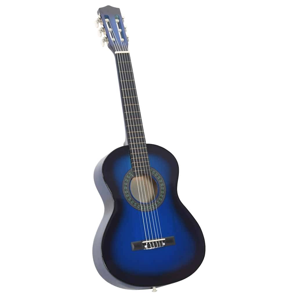 vidaXL Klassikgitarre für Anfänger und Kinder Blau 1/2 34"