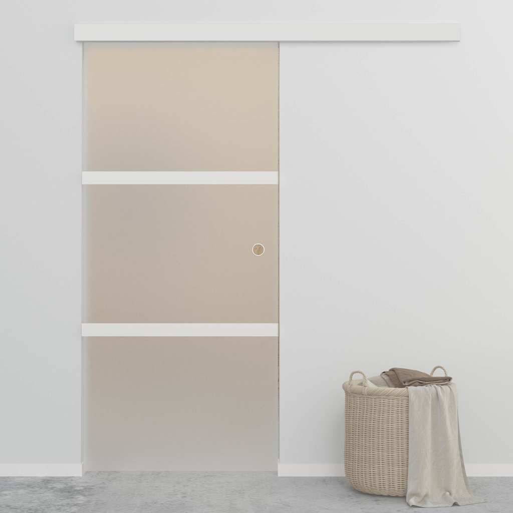 vidaXL Schiebetür ESG-Glas und Aluminium 90x212 cm Silbern