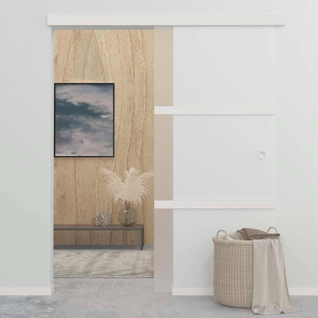 vidaXL Schiebetür ESG-Glas und Aluminium 90x212 cm Silbern