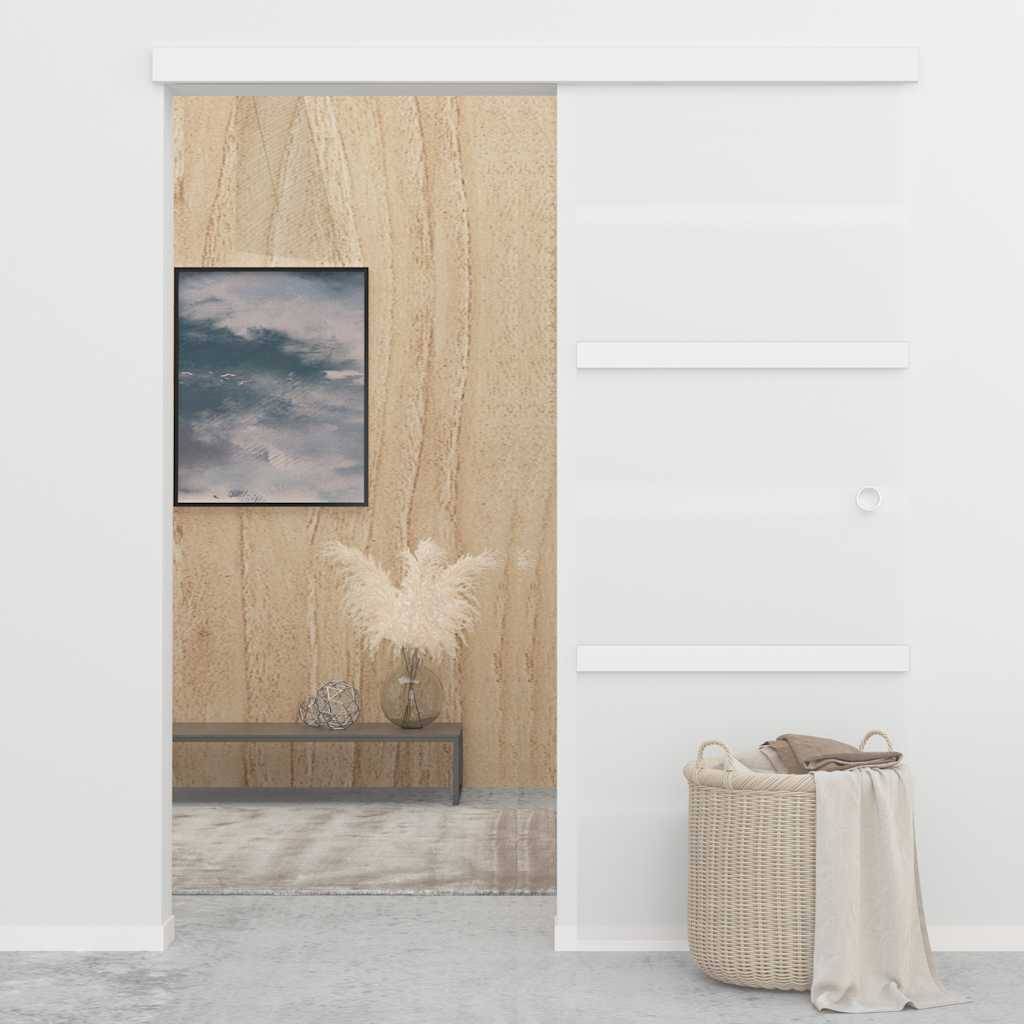 vidaXL Schiebetür ESG-Glas und Aluminium 76x212 cm Silbern