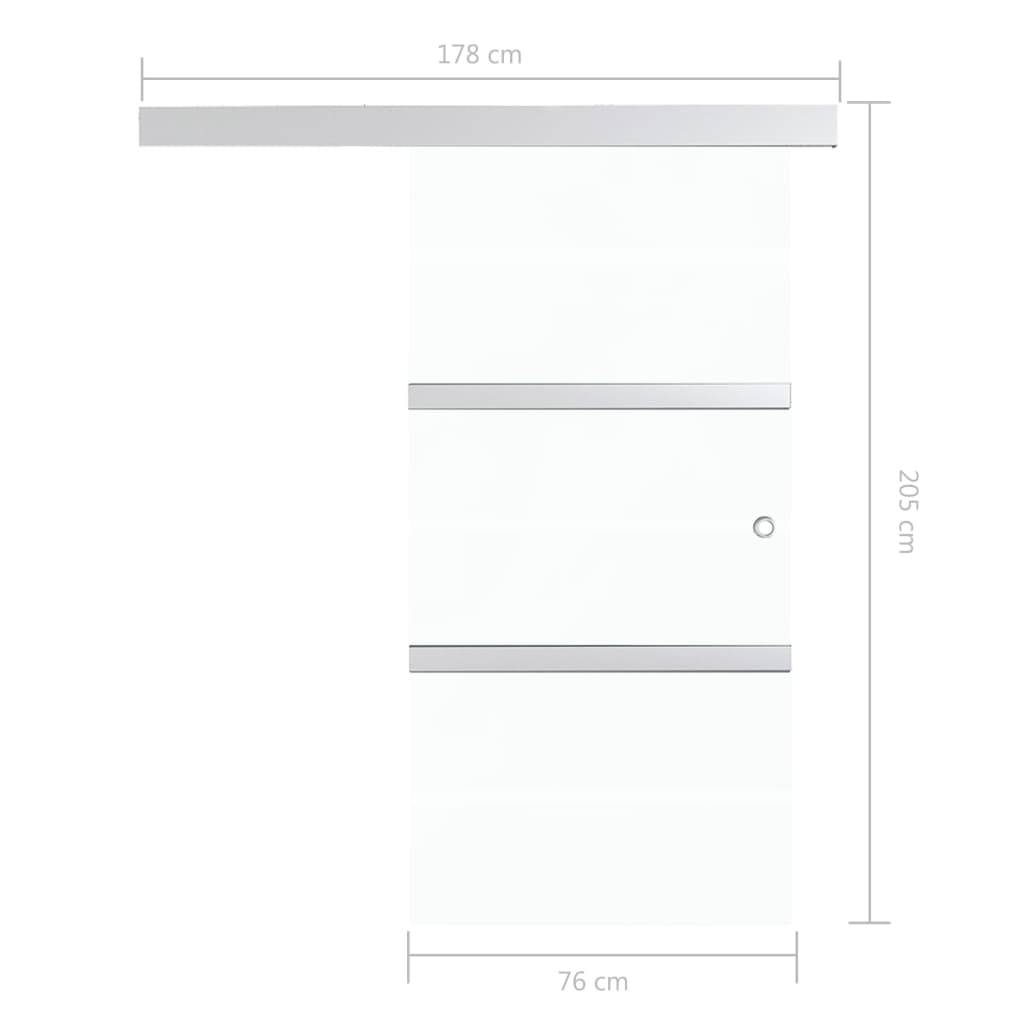 vidaXL Schiebetür ESG-Glas und Aluminium 76x212 cm Silbern