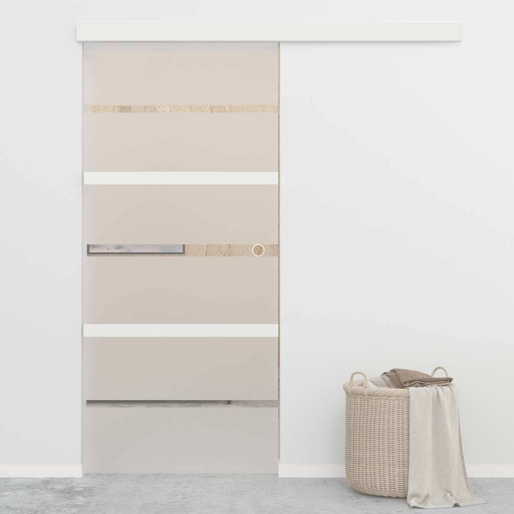 vidaXL Schiebetür ESG-Glas und Aluminium 90x205 cm Silbern