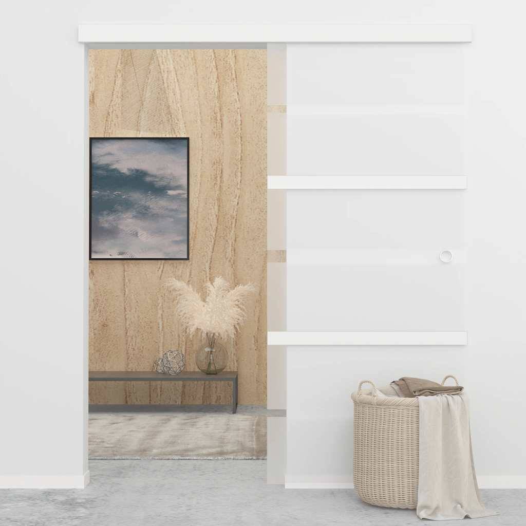 vidaXL Schiebetür ESG-Glas und Aluminium 90x205 cm Silbern