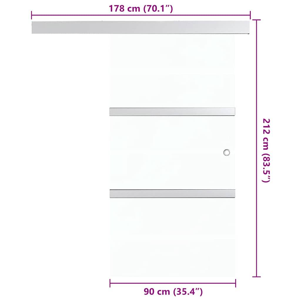 vidaXL Schiebetür ESG-Glas und Aluminium 90x205 cm Silbern