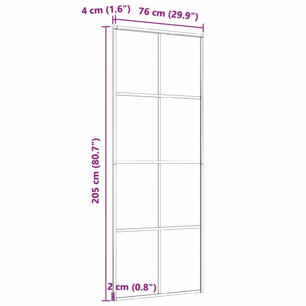 vidaXL Schiebetür Aluminium und ESG Glas 76x205 cm Schwarz