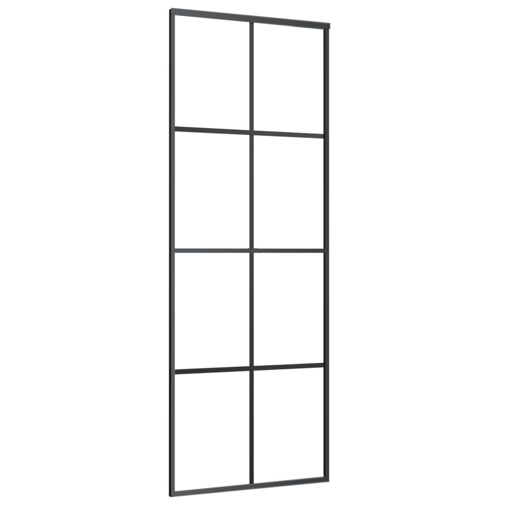 vidaXL Schiebetür Aluminium und ESG Glas 76x205 cm Schwarz
