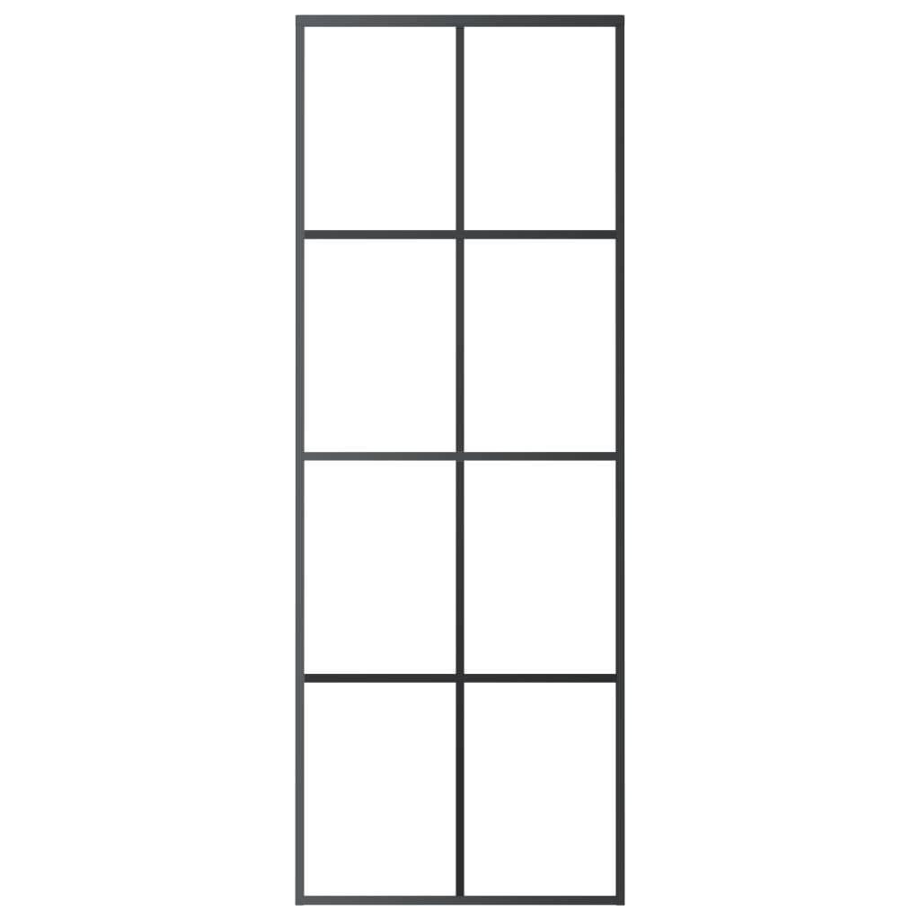vidaXL Schiebetür Aluminium und ESG Glas 76x205 cm Schwarz